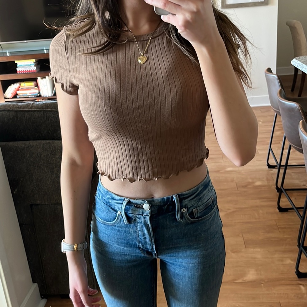 Brown shein crop top